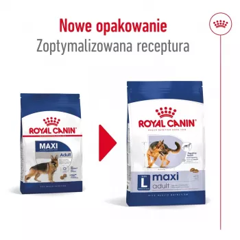 Kuiv koeratoit Royal Canin Maxi Adult 15 kg — Kana, 26% valku, 17% rasva, seedimist toetav