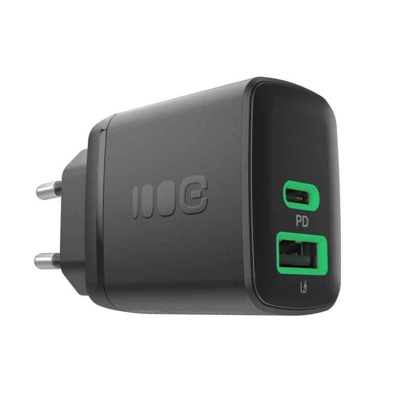 Laadija roheline Cell PowerSource Duo30 – 1× USB-A, 1× USB-C, 3A