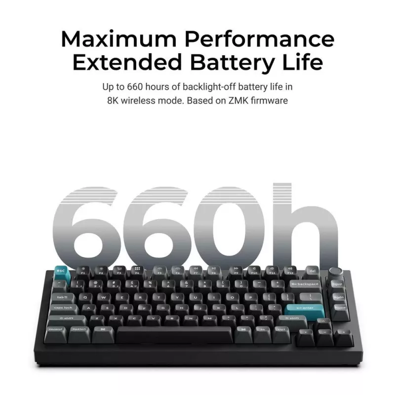 Mehaaniline 75% klaviatuur Keychron Q1 Ultra 8K — USB + RF traadita + Bluetooth, RGB, must