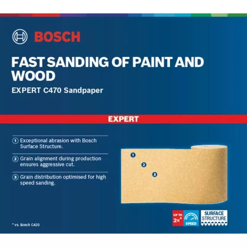 Bosch Expert C470 lihvimisrull, abrasiivrull, keskmine tera, P100, viimistlustööd, värvi eemaldamine, puit, kuivlihvimine