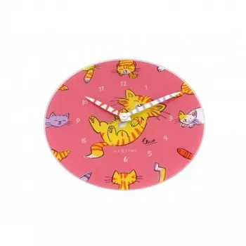 NeXtime klok 8810 Tickle My Tummy, Ø30 cm, Seinale, Roosa/ Mitmevärviline