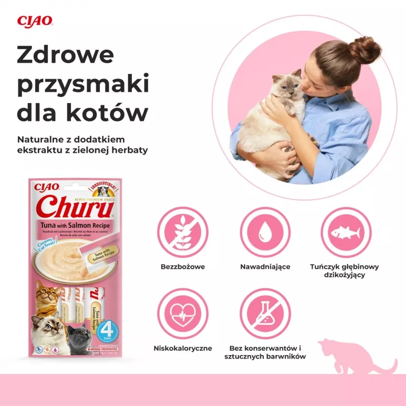 INABA Churu Tuna koos lõhega - kassimaius - 4x14 g