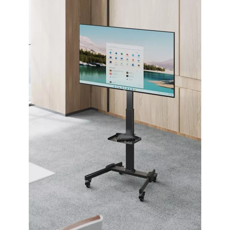 TV-alus GEMBIRD TVS-55T-01 32–55-tollistele teleritele, teras, kõrgusreguleeritav VESA 100x100–400x400, kallutus, rattad, max koormus 35 kg
