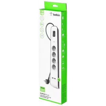 Liigpingekaitse Belkin BSV401CA2M Must Valge 4 vahelduvvoolupistikut 2m