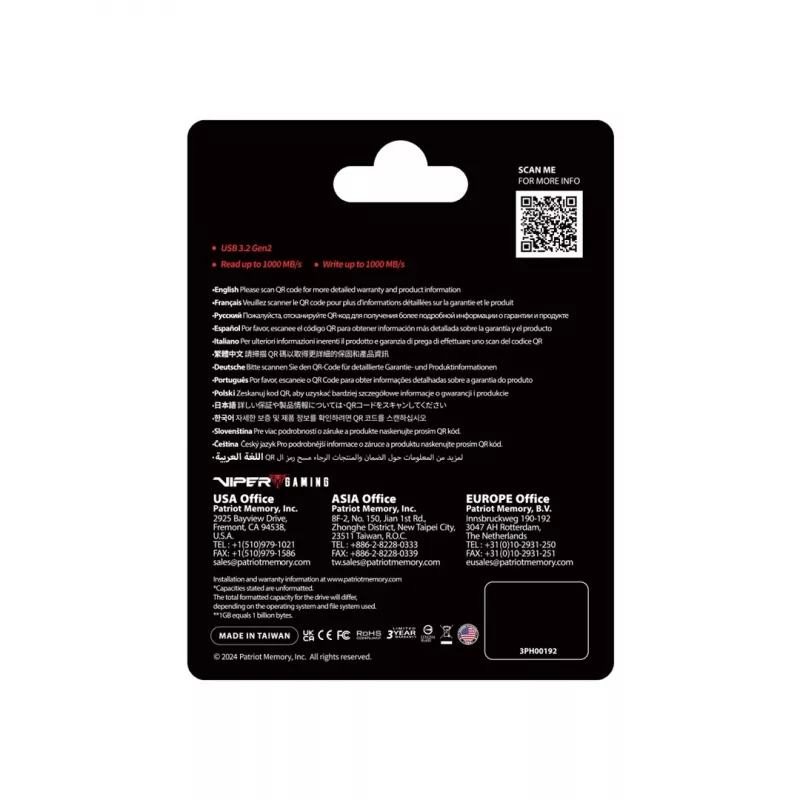 SSD ketas Patriot 512GB Väline 2.5-tolline USB 3.2 PVP30