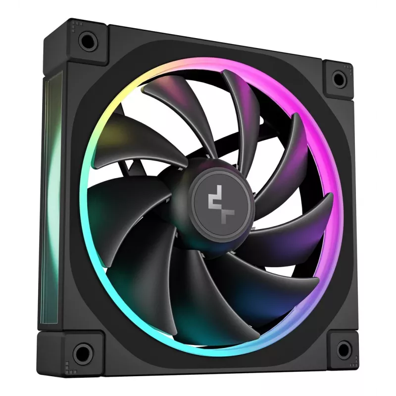 Korpuse ventilaator DeepCool FL12 120 mm, PWM, 500–2150 RPM, 55 CFM, 2.82 mmH2O, FDB, multi-LED, must