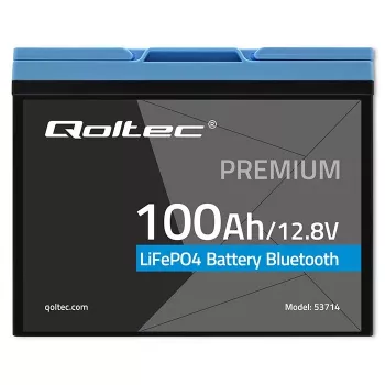 LiFePO4 aku QOLTEC 12,8 V 100 Ah Bluetoothiga — 12,8 V 100 Ah