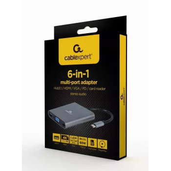 Gembird a-CM-COMBO6-01 sülearvuti dokk/pordi replikaator USB 3.2 Gen 1 (3.1 tolli)
