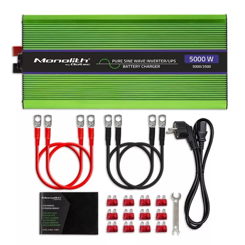 Qoltec Monolith toiteadapter/muundur Auto 5000 W Roheline