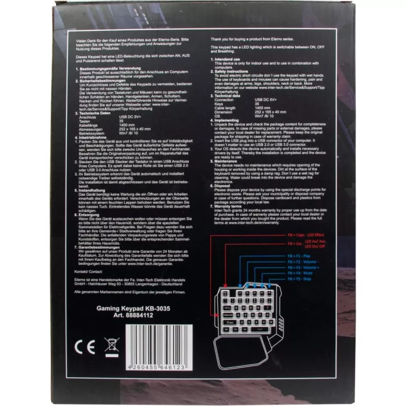 Klaviatuur Inter-Tech KB-3035 Gaming USB QWERTY Must