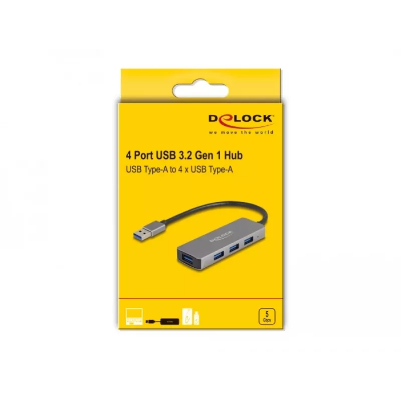 DeLOCK 63171 USB-jaotur 3.2 Gen 1 Type-A 5000 Mbit/s Hall