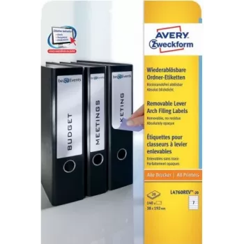 Avery L4760REV-20 - valge - ümardatud ristkülik - 38 x 192 mm - A4 - köiteselja sildid - paber (L4760REV-20)