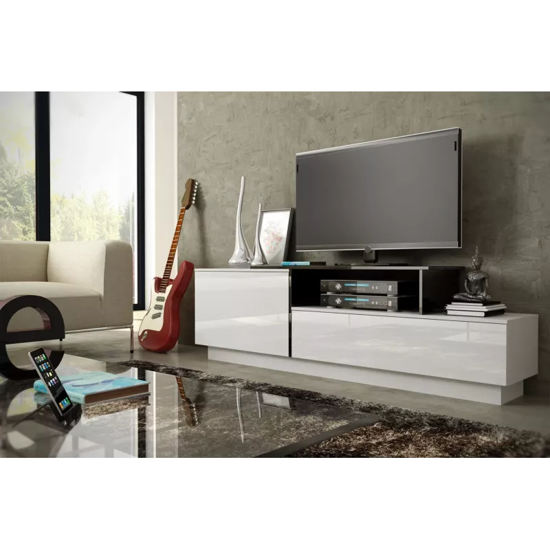 Cama TV-kapp SIGMA 3 180 valge/valge läikiv + must
