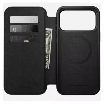 Mobiiltelefoni flippümbris Nomad Modern Leather Folio kate iPhone 17 Pro Max jaoks — Tan, mahutab kuni 17,5 cm (6,9 tolli) ekraani, 4 kaarditaskut