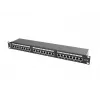 Patch-paneel 1U LANBERG PPS5-1024-B — 24-port RJ-45 Cat5, metallist, must, riiulile paigaldatav