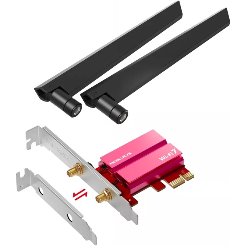 PCIe kolmeribalise WiFi 7 adapter MERCUSYS MA47BE — kiire traadita ühenduvus