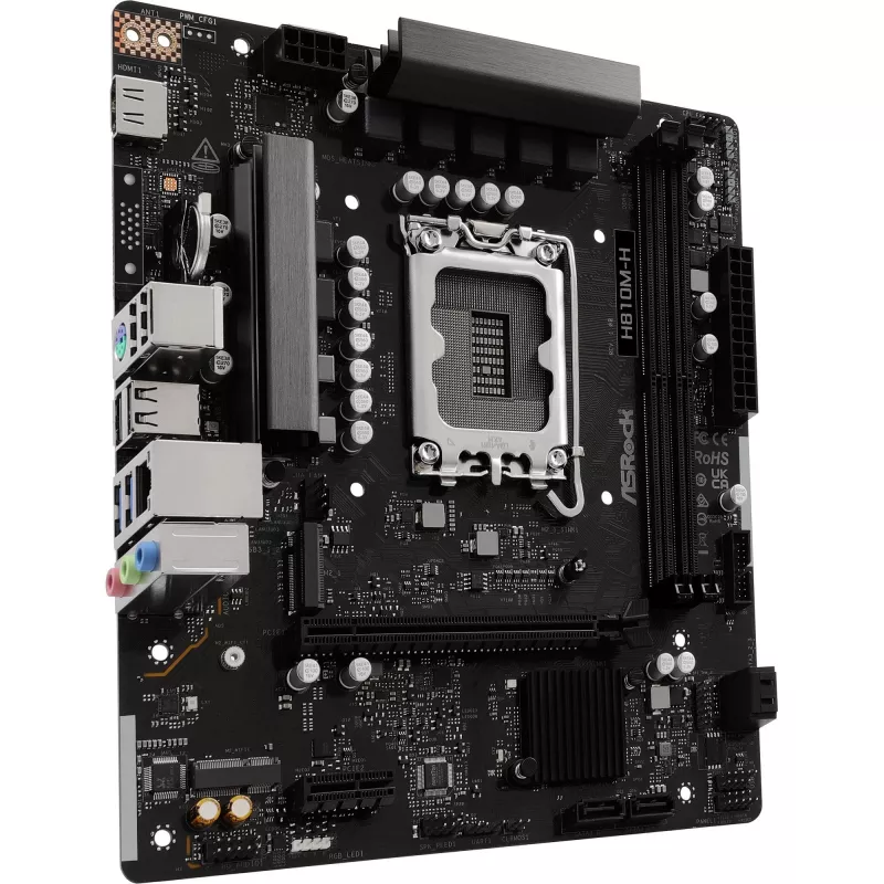 Emaplaat ASROCK H810M‑X micro ATX Intel H810 LGA 1851 DDR5 2× DIMM 128GB M.2 2.5GbE HDMI DisplayPort