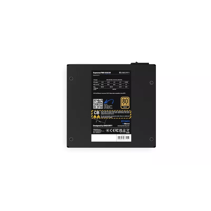 Toiteplokk Endorfy Supremo FM6 1000W, 80 PLUS Gold, ATX 3.1, modulaarne, must