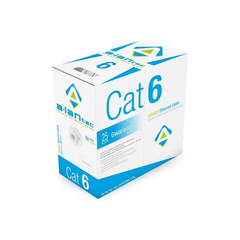 Võrgukaabel Alantec KIU6LSOH305D U/UTP Cat6, 305 m, Hall, 24 AWG