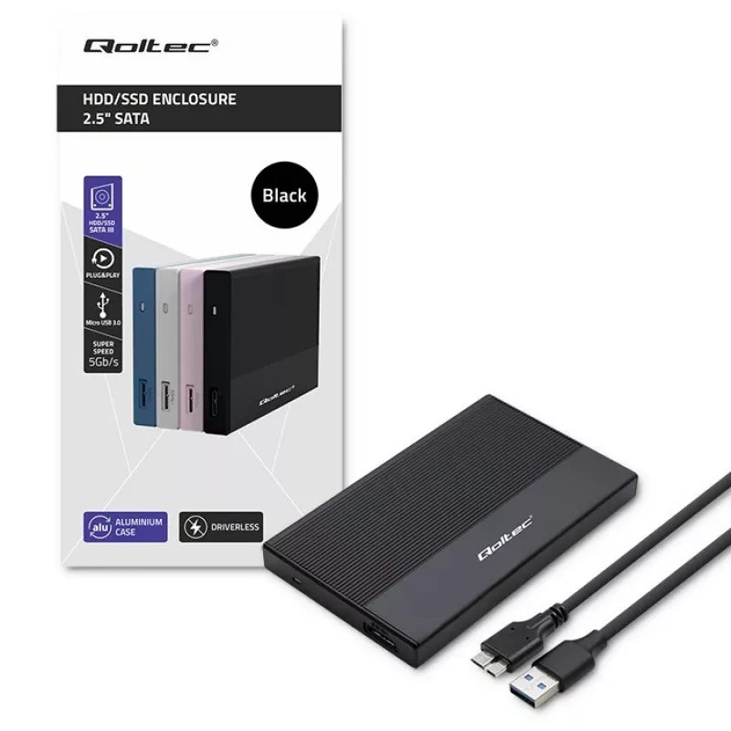 Korpus 2,5-tollisele SATA SSD/HDD-le QOLTEC 52277 USB 3.0