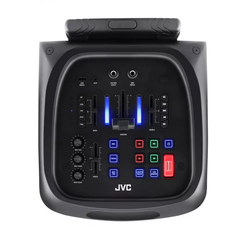 Peokõlar JVC XS-EP514B — stereoportatiivkõlar, 150 W RMS, Bluetooth 5.0, TWS, 4000 mAh aku, karaoke, FM, must
