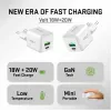 USB C/A võrgulaadur YENKEE YAC G38 20W 3A Power Delivery (USB‑C ja USB‑A)