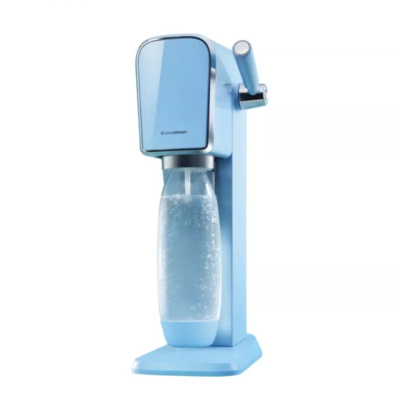 Gaseerimisseade SODASTREAM Art Blue Steel — 1 L plastpudelis, 60 L süsinappegaasiballoon, 173×245×430 mm
