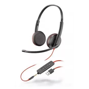 HP Poly Poly Mustwire C3225 USB – 3200 seeria – peakomplekt – kõrvapealne – juhtmega – USB, 3,5 mm pistik – müraisolatsioon (209747-101)