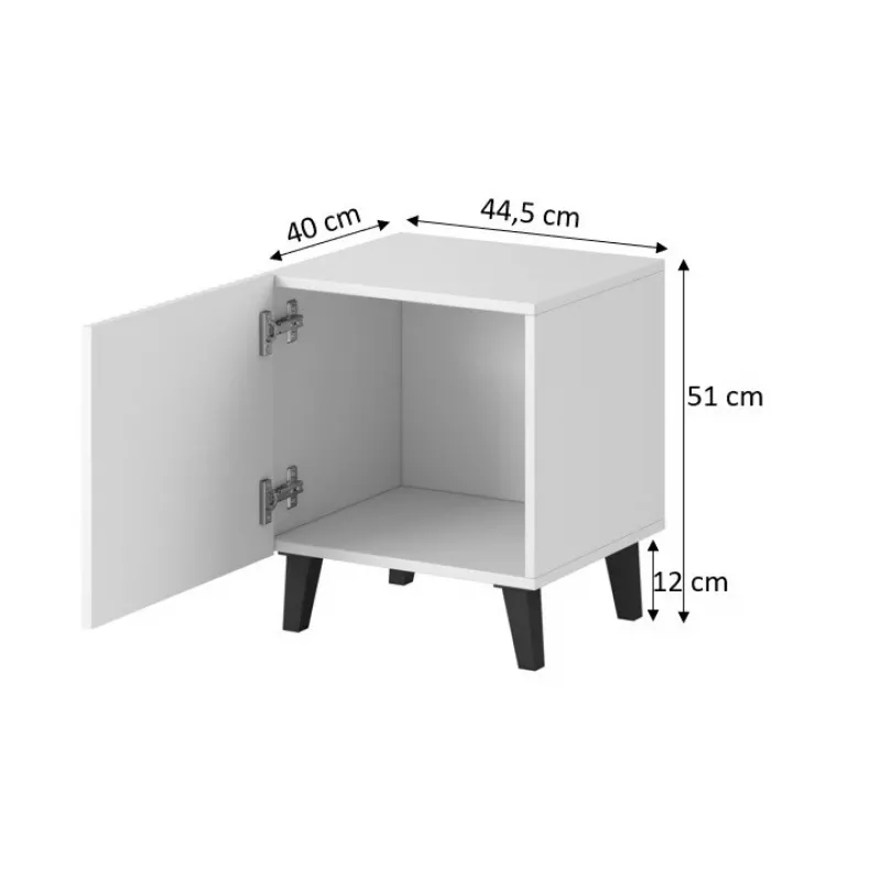Öökapp cama meble PAFOS 2 tk, 45x40x51 cm, valge matt, MDF/puitlaastplaat, 16 mm raam