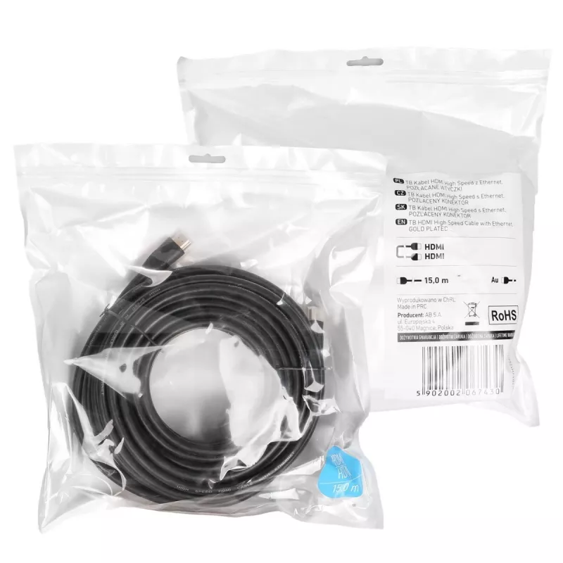 Kaabel HDMI v2.0 15 m kullatud