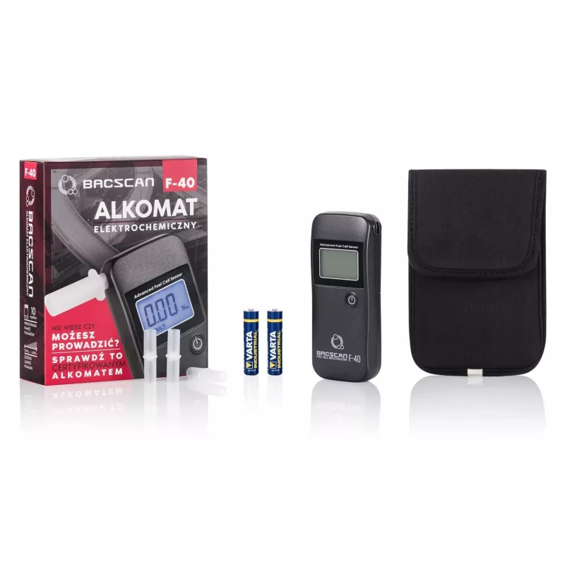 Hingamise alkoholitesti BACscan F-40, kontaktita, BAC 0–4%, 1% täpsus, 20 s soojenemine, LCD, aku AAA×2