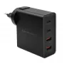Qoltec GaN POWER PRO Laadija | 2xUSB-C | 2xUSB | 130W | 5-20V | 1.5-5A | XP | Must