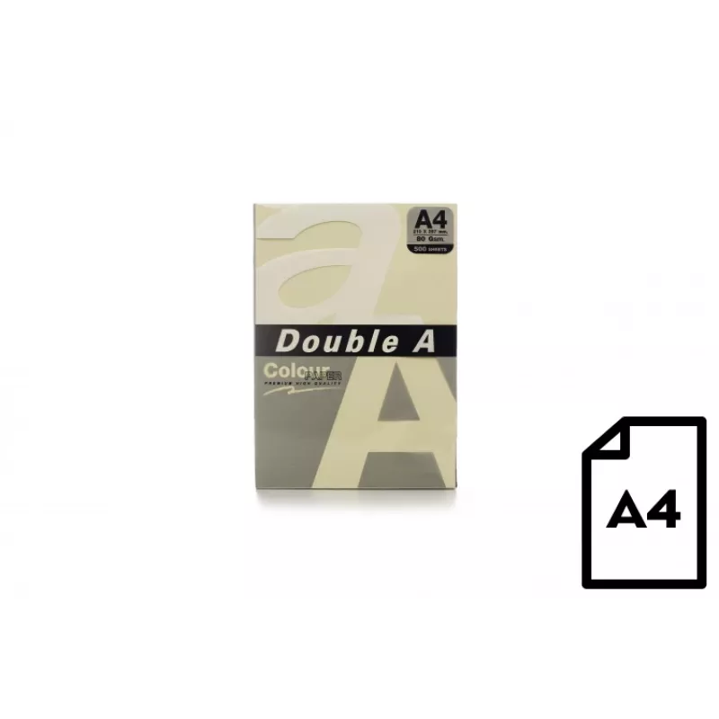 Värviline paber Double A, 80g, A4, 500 lehte, elevandiluu