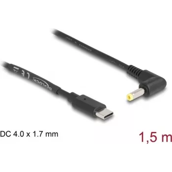 DeLOCK USB USB-C toitekaabel alalisvoolu 4,0 x 1,7 mm isane nurga all 1,5 m
