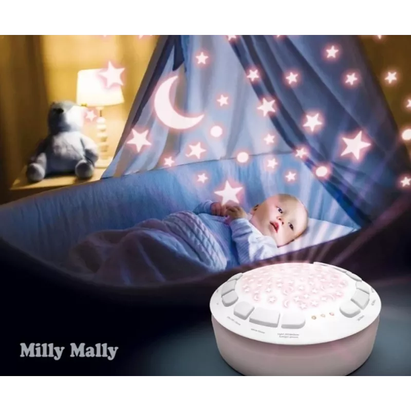 Plüüsprojektormänguasi milly mally Lamba Projektorplüüsi mänguasi mudel 5664 imikutele — pehme öövalgus