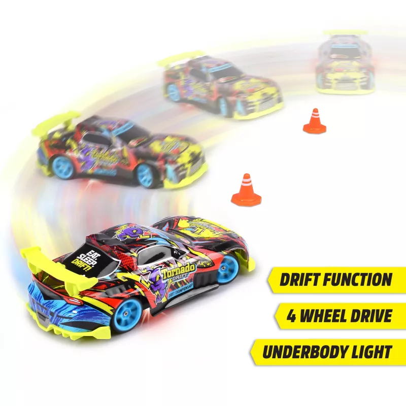 Raadiojuhitav auto Dickie Tornado Drift RTR 2,4 GHz — sõiduvalmis trikiauto