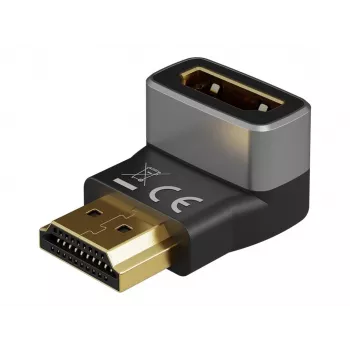 Goobay 72011 HDMI™ nurgaadapter 270° vertikaalne, 8K @ 60 Hz, kullatud, must, hõbedane