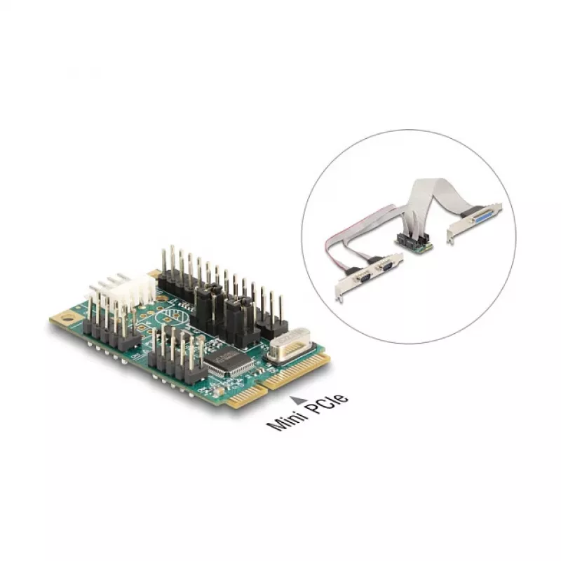 DeLOCK 95277 sisemine paralleel- RS-232 Mini PCI Express adapter roheline