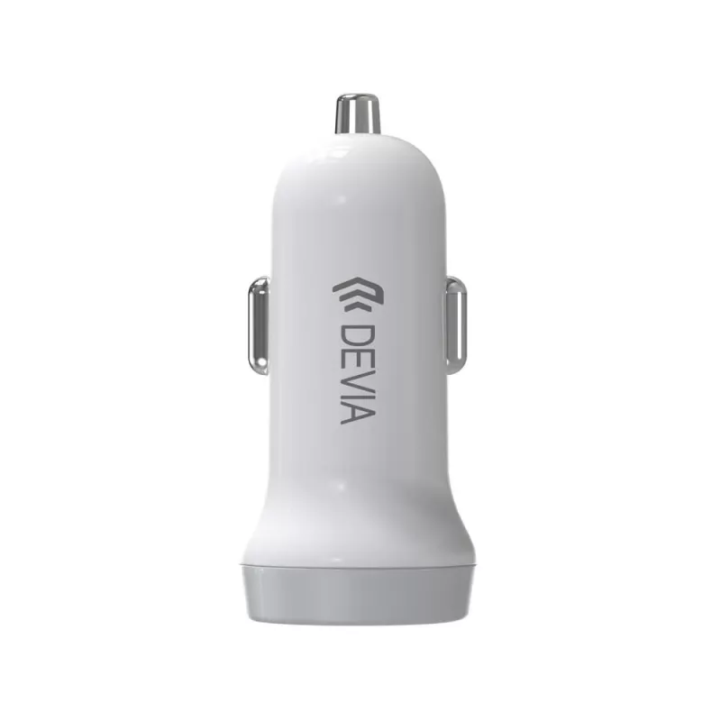 Auto laadija Devia Smart Series Lightning 5V 3.1A kahe USB-ga valge