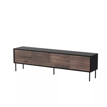 TV-kapp cama meble CORTINA 4D 200x40x55 cm, must pealispind, pähklipuidust esipaneelid