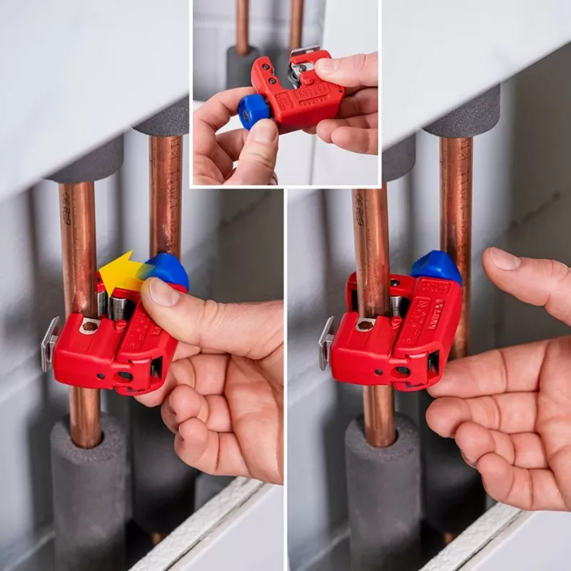 Torulõikur Knipex TubiX S 3–30 mm, kompaktne lõikeriist metall- ja plasttorudele