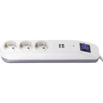 Harupistik REV ICE 3-pesaline USB-portide ja lülitiga, 1,4 m kaabel, valge