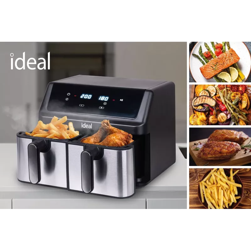 IDEAL rasvavaba fritüür, kaheosaline horisontaalne, 9 L, 8 funktsiooni - sh toidu kuivatamine