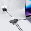 USB Type‑C jaotur roheline Cell HUBGC01 — 7 porti: 3×USB‑A 3.2 Gen 1, 1×USB‑C 3.2 Gen 1, HDMI, microSD+SD mälukaardilugeja — hõbedane