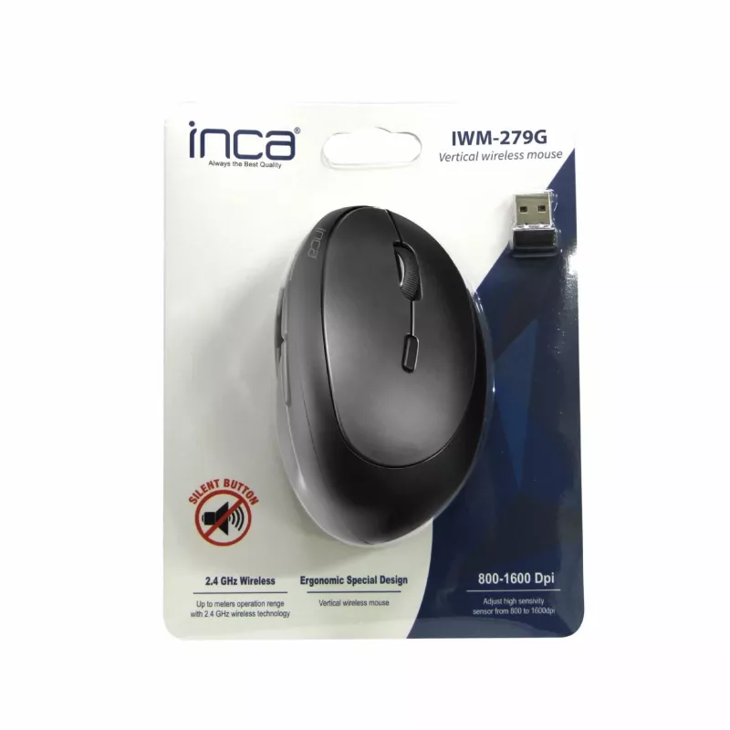 INCA hiir IWM-279G Vertikaalne, traadita, 1600 DPI, hall jaemüük