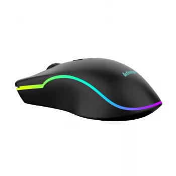 Juhtmega soojendusega mängurihiir ActiveJet AMY-W390 — mõlemakäeline, optiline 2000 DPI, USB Type-A, 4 nuppu, must
