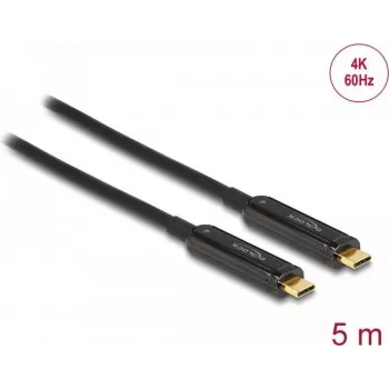 USB-C kaabel DELOCK 84090 — 5 m, USB-C–USB-C, kuni 21600 Mbit/s, kullatud kontaktid, must