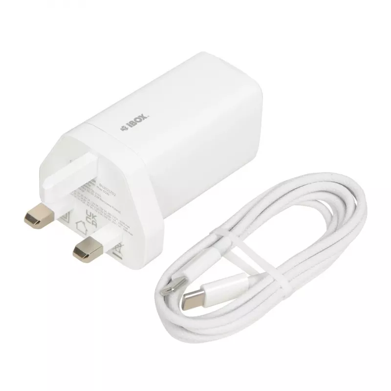 iBOX C-65 Valge, GaN 65W universaalne laadija UK pistikuga