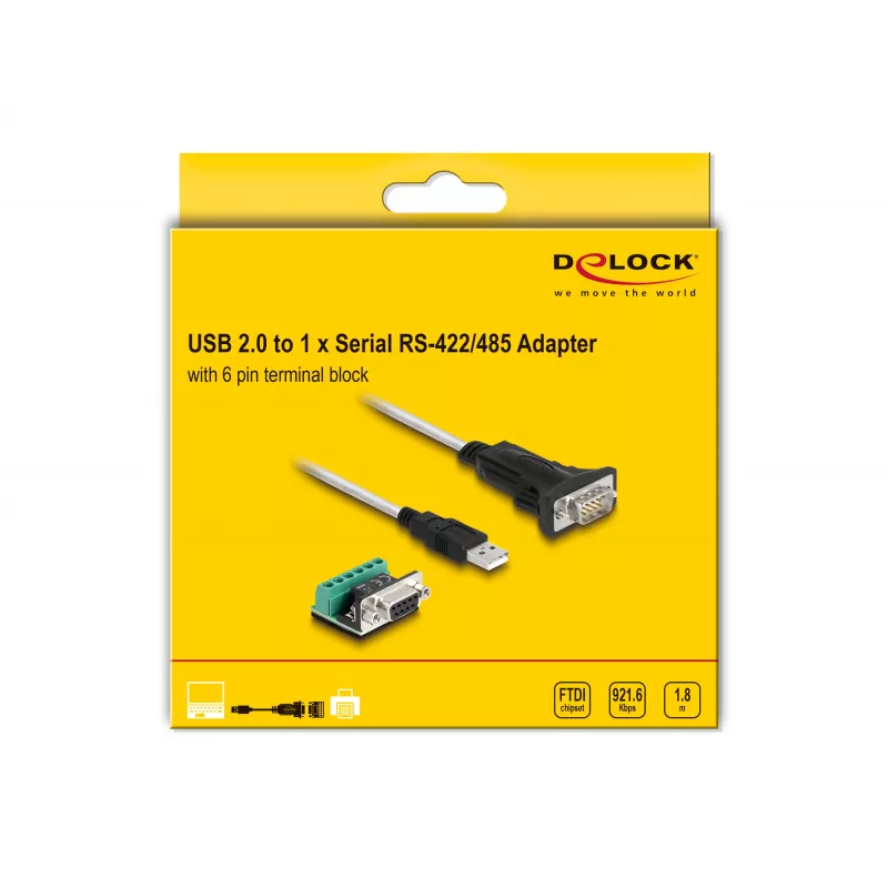 DeLOCK 63465 jadakaabel must läbipaistev 1,8 m USB tüüp-A DB-9
