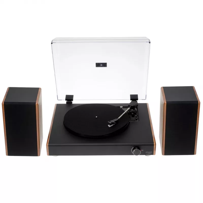 Rihmajamiga plaadimängija Adler AD 1915 USB — keraamiline taldrik, 45 RPM, alalisvoolumootor, Bluetooth 5.4, USB-väljund, 2×10 W kõlarid